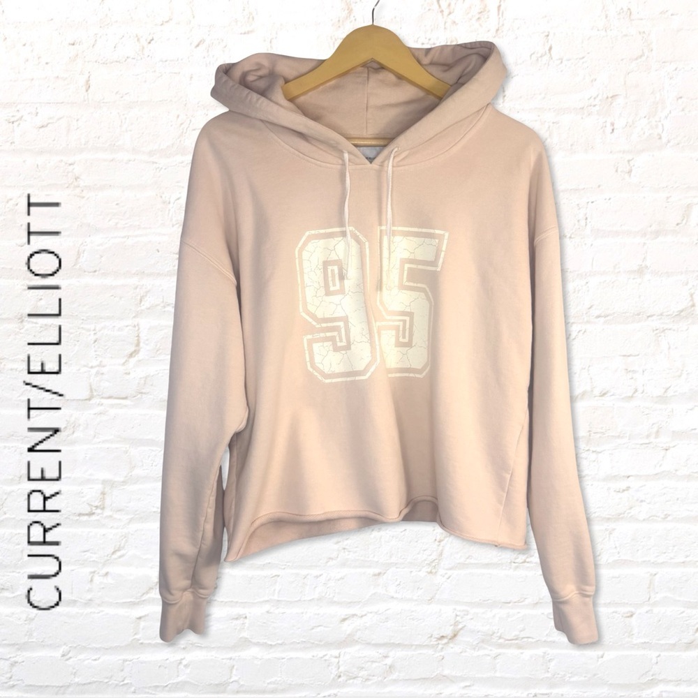 Current/ Elliot #95 Heavyweight Hooded Sweatshirt Beige Blush Size 2 Fits M/L - Picture 3 of 11